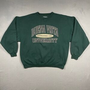 Vintage Gear for Sports Buena Vista University Sweatshirt Mens XL Green Crewneck